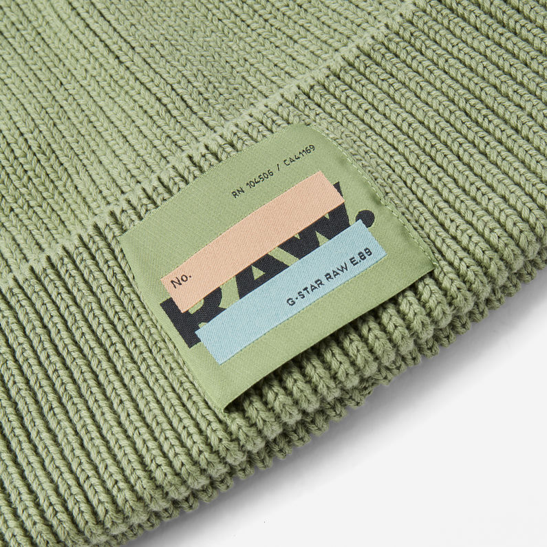 G-STAR® Effo Long Label Beanie Green detail shot buckle