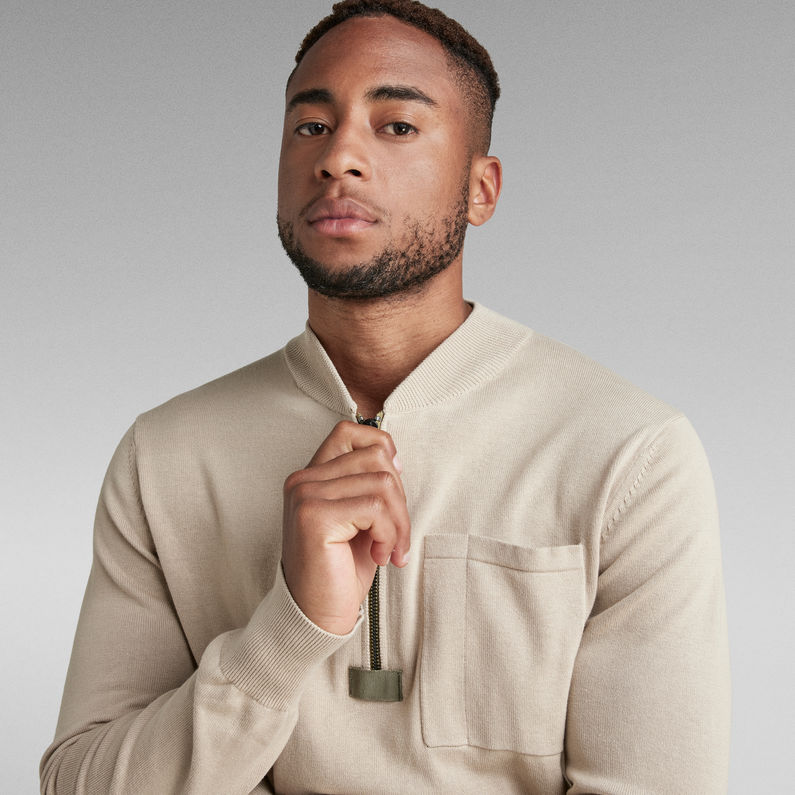G-STAR® Jersey Half Zip Pocket Beige
