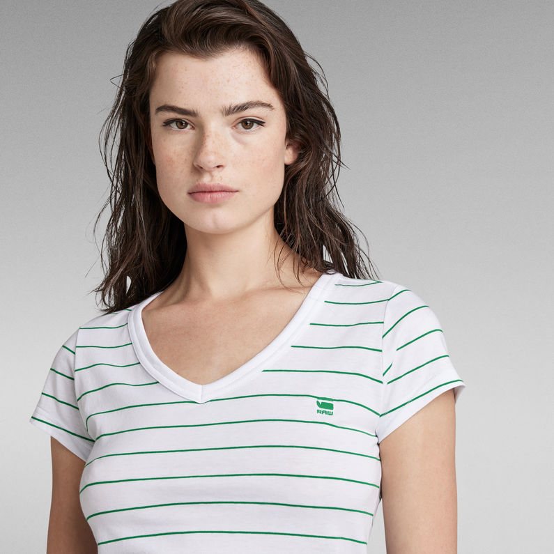 G-STAR® T-Shirt Eyben Stripe Slim V-Neck Multi color