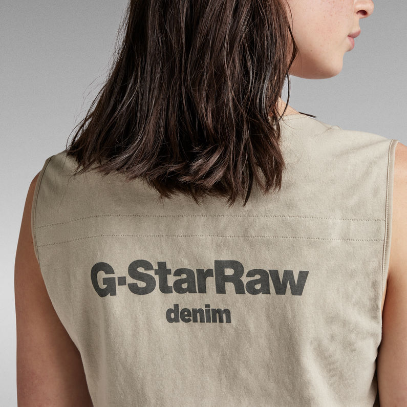 G-STAR® Boxy Cropped Graphic Top Beige