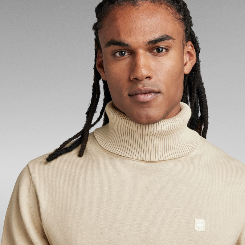 G-STAR® Premium Core Turtle Neck Knitted Sweater Beige