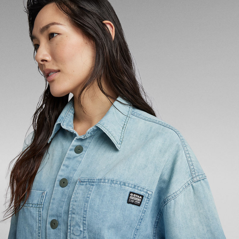 G-Star RAW® Premium Denim Shirt Kleid Hellblau