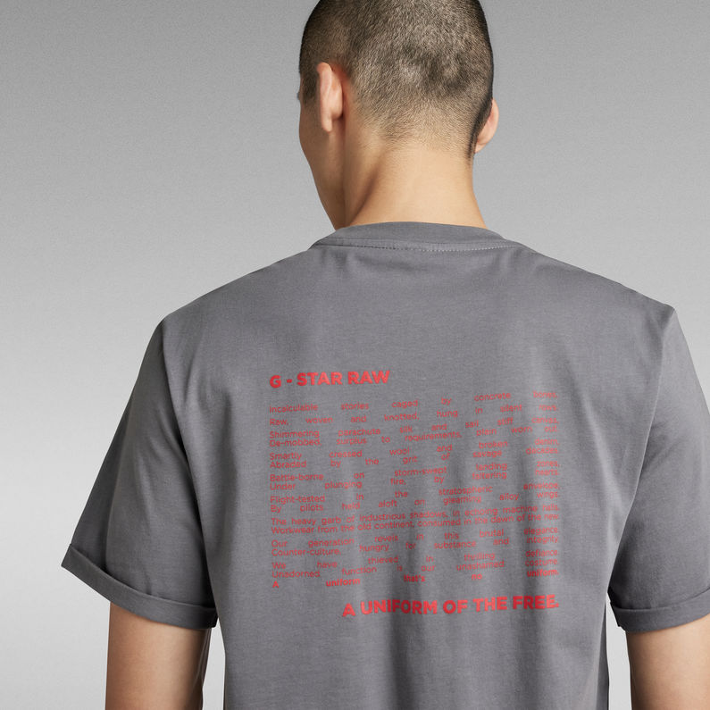 G-Star RAW® T-shirt Lash Back Text Gris