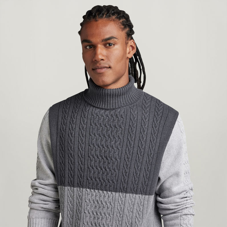 G-Star RAW® Cable Color Block Loose Turtle Knit Pullover Mehrfarbig