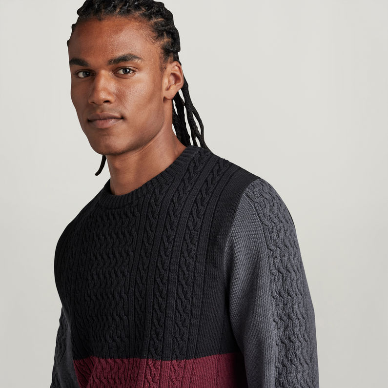 G-Star RAW® Pull en maille Cable Color Block Loose Multi couleur