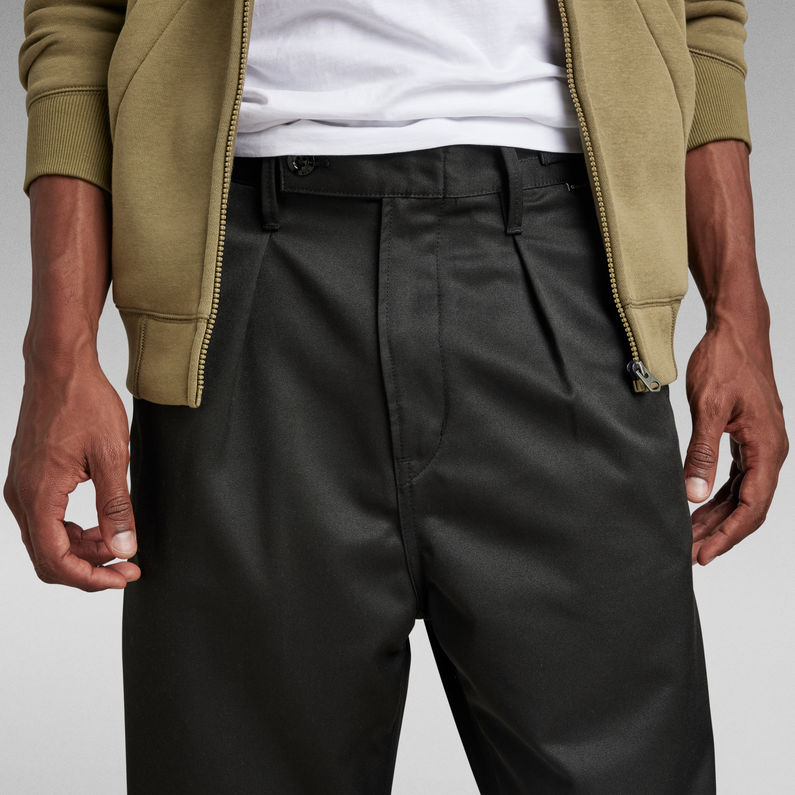 G-STAR® Unisex Pleated Chino Relaxed Zwart