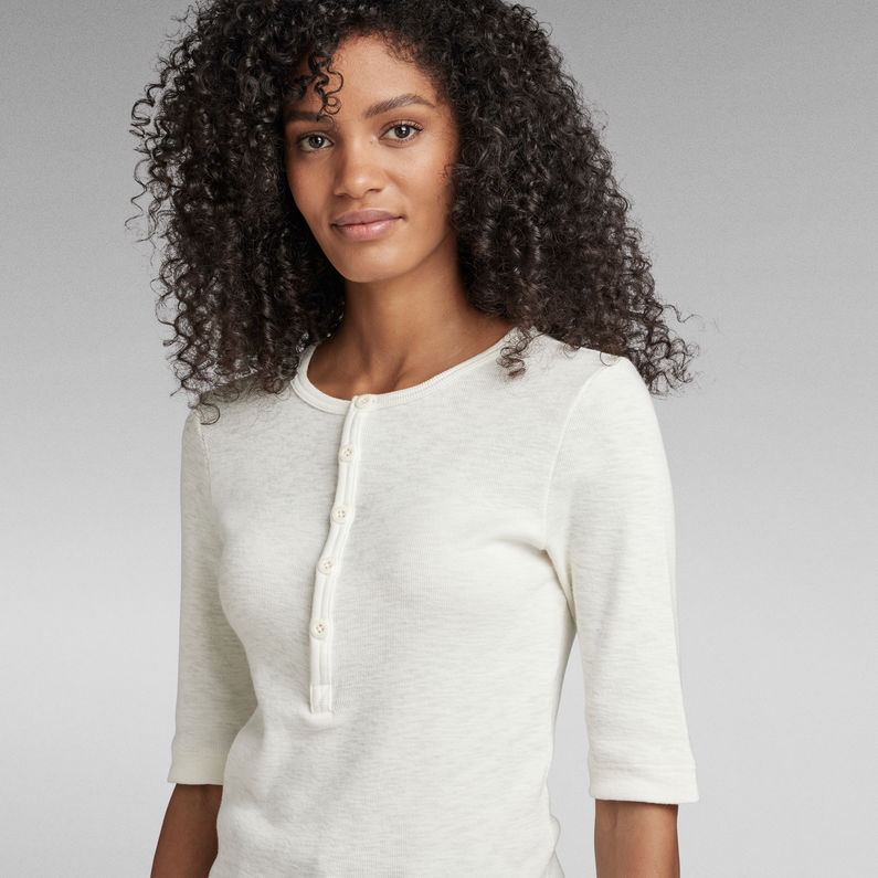 G-STAR® Haut Henley Half Sleeve Slim Blanc