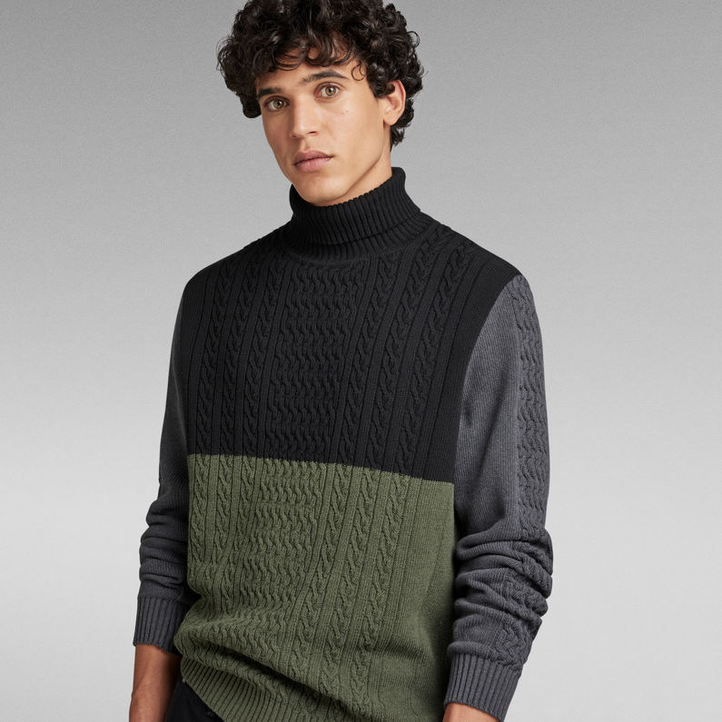 G-STAR® Cable Color Block Loose Turtle Knit Multi color