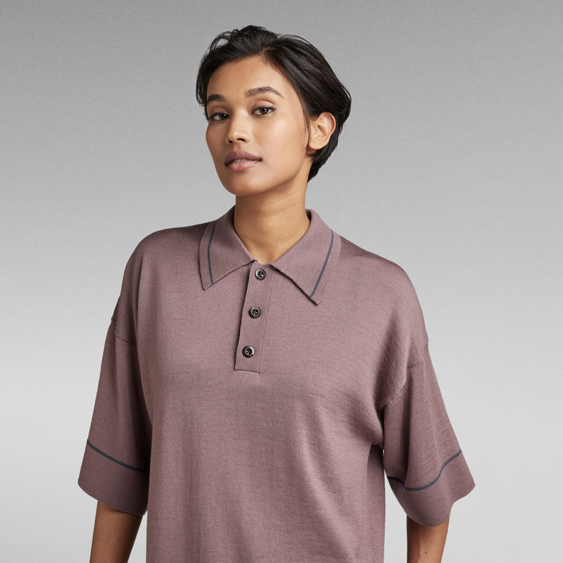 G-STAR® Oversized Knitted Poloshirt Lila