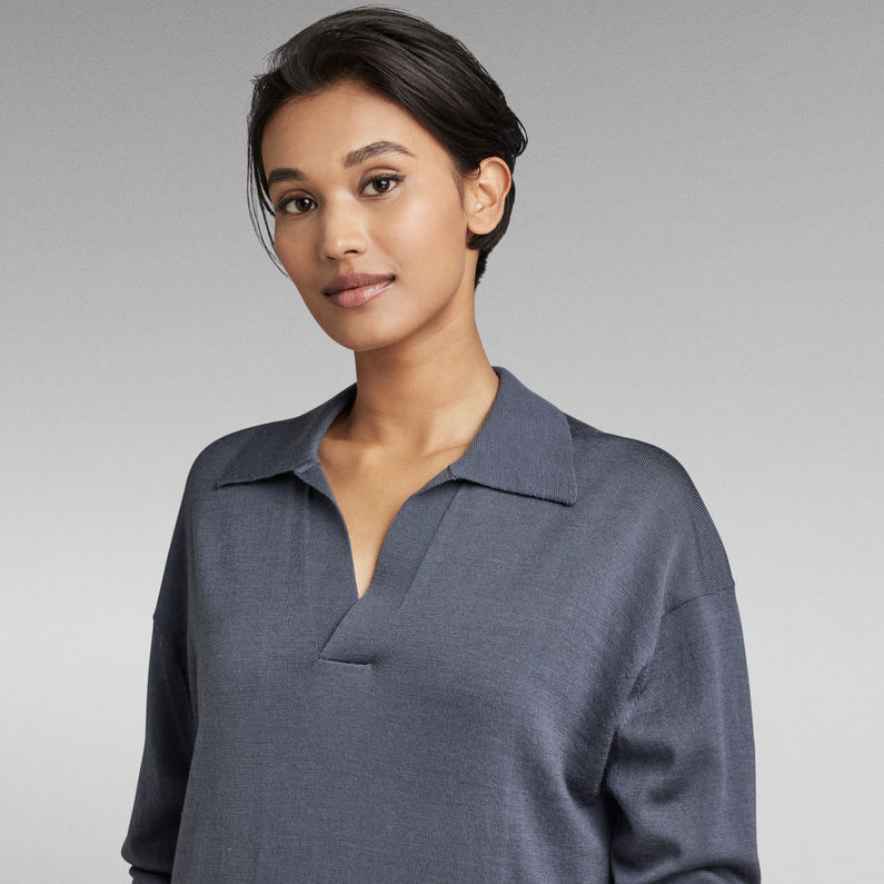 G-STAR® Robe Knitted Polo Bleu moyen