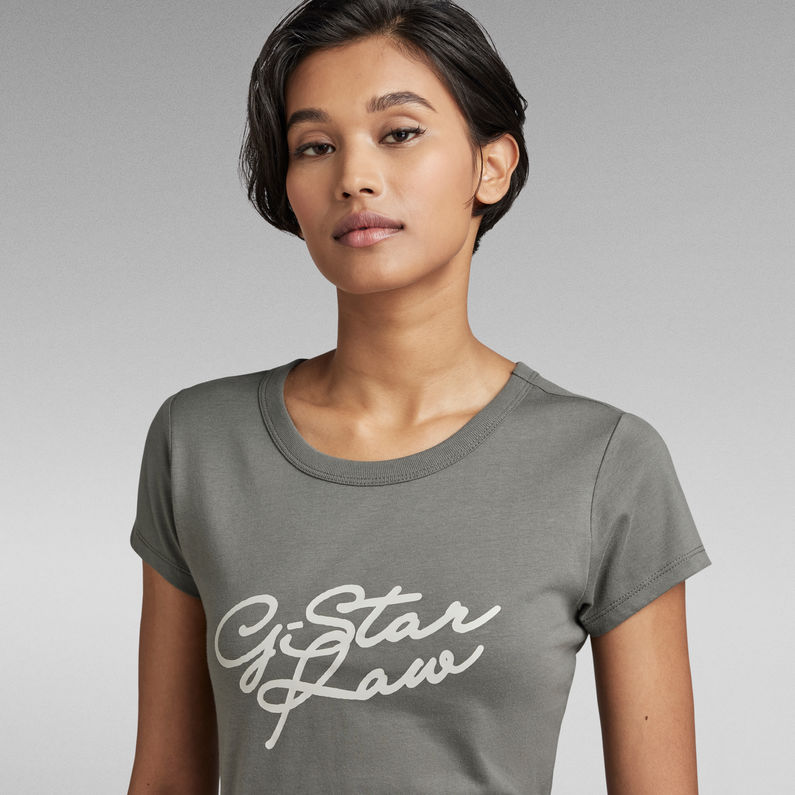 G-Star RAW® Cursive Graphic Slim T-Shirt Grey