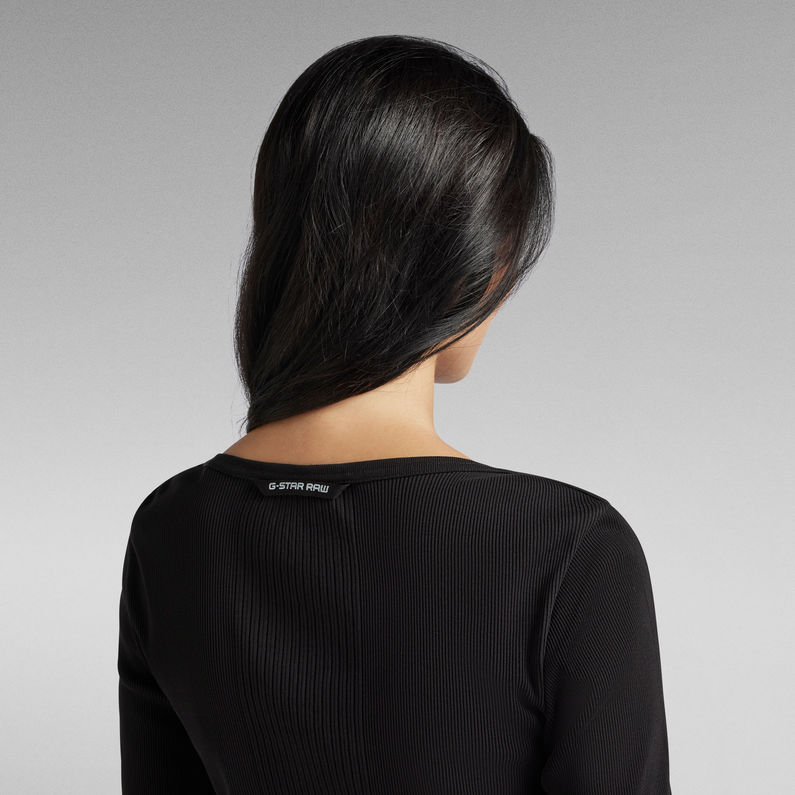 G-STAR® Slim Rib Boatneck Top Black
