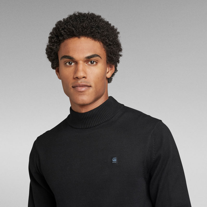 G-STAR® Premium Core Mock Neck Knitted Sweater Black
