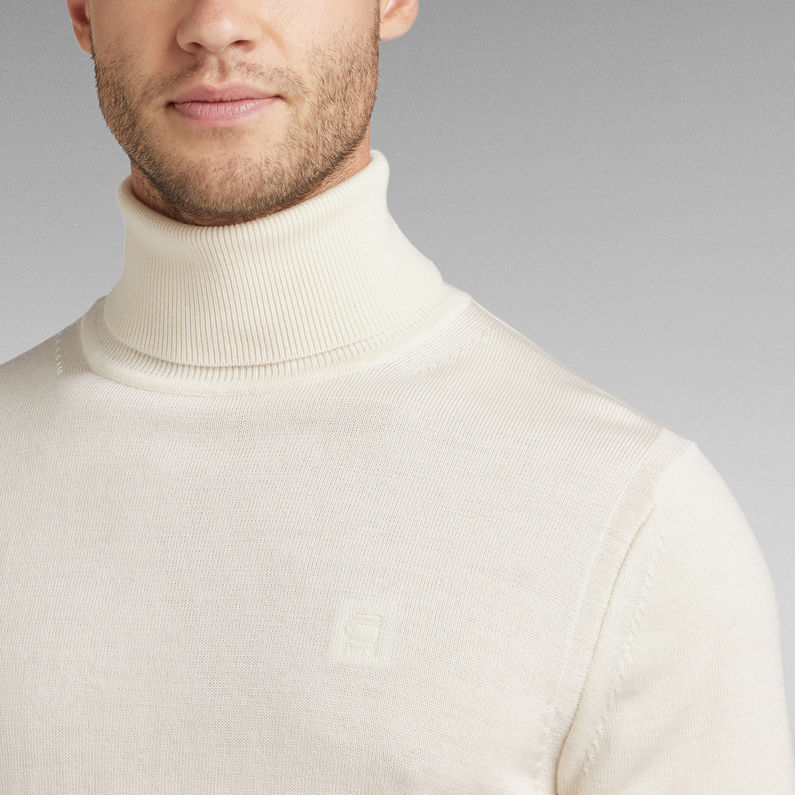 G-STAR® Premium Core Turtle Neck Knitted Sweater White