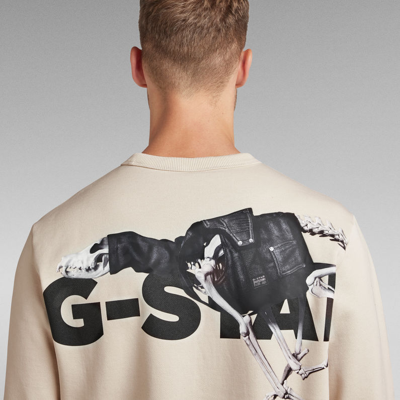G-Star RAW® Hound Skeleton Back Graphic Sweater Beige