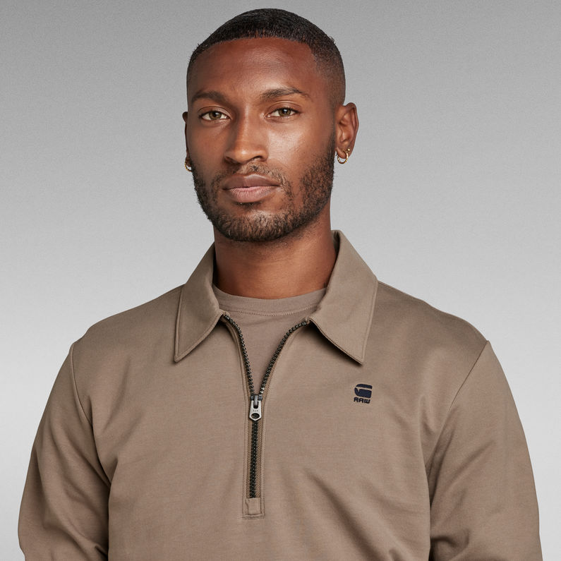 G-STAR® Polo Half Zip Lightweight Sweater Brown