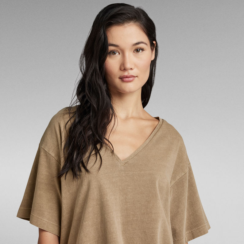 G-Star RAW® Overdyed Deep V-Neck Loose Top Brown