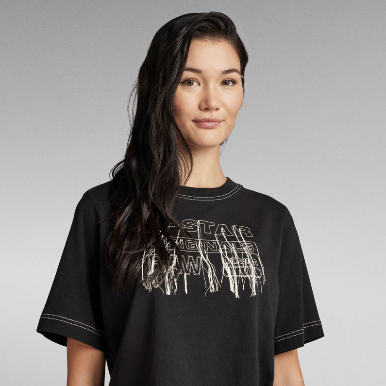 G-STAR® Threads Graphic Boxy Top Schwarz