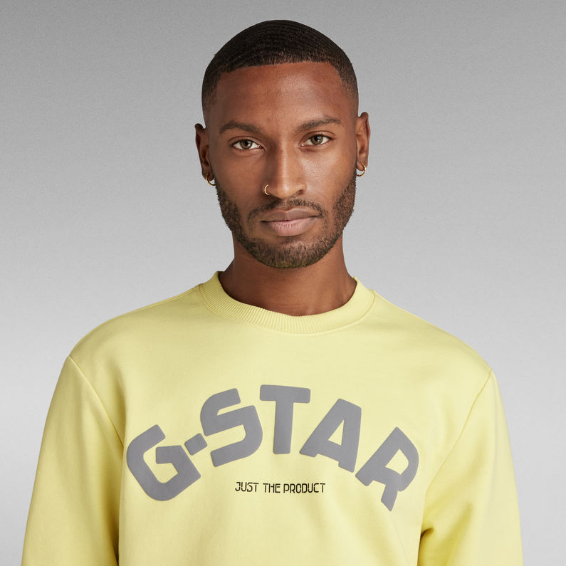 G-Star RAW® Puff Logo Print Crew Sweater Yellow