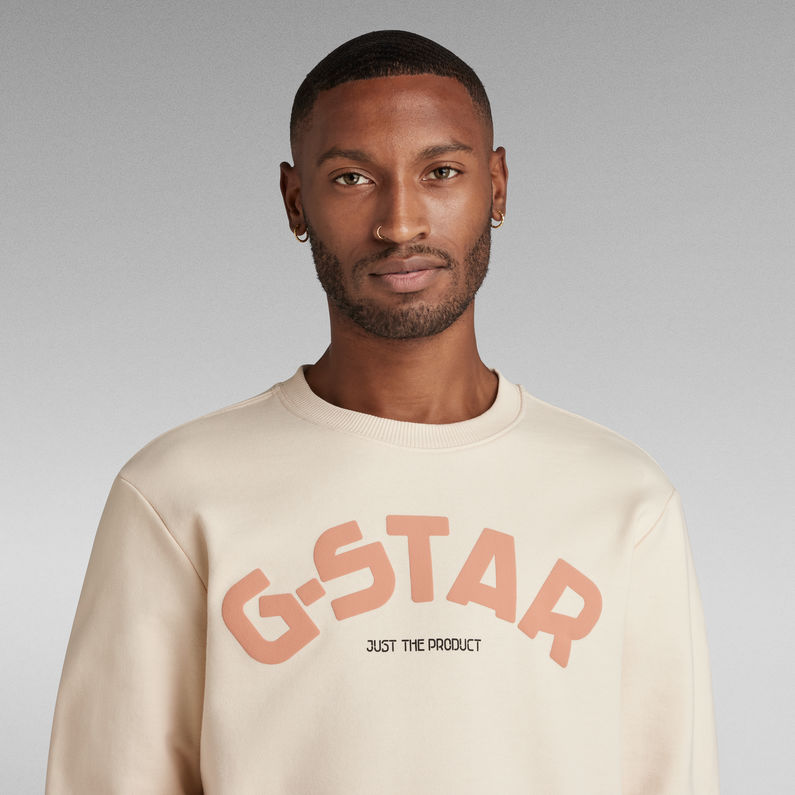 G-Star RAW® Puff Logo Print Crew Sweater White