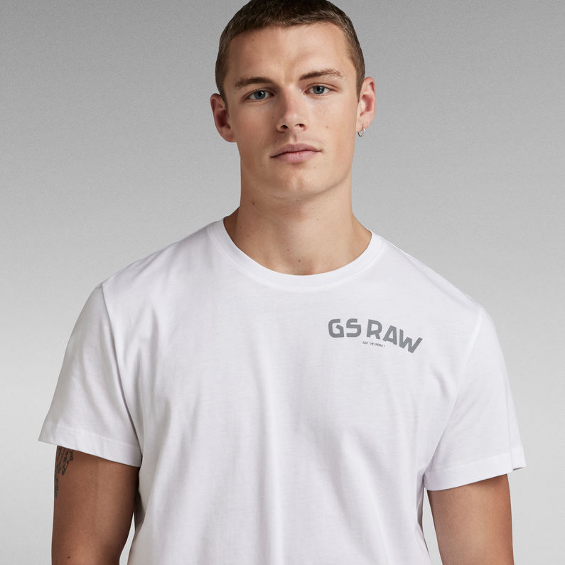 G-Star RAW® T-Shirt Graphic Ribbed Blanc