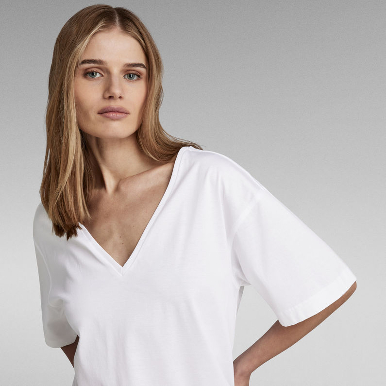 G-STAR® Diepe V-Hals T-Shirt Essential Loose Wit