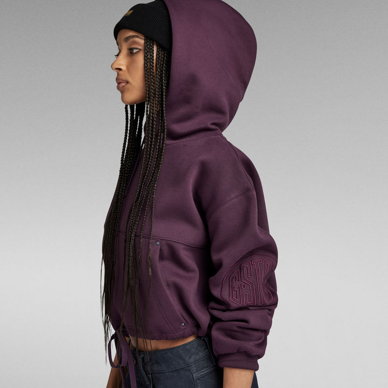 g-star-sleeve-graphic-cropped-loose-hoodie-purple