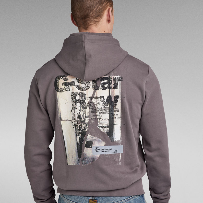 G-STAR® Back Print Hoodie Grey