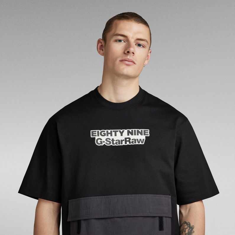 G-STAR® T-Shirt Fabric Mix Boxy Noir