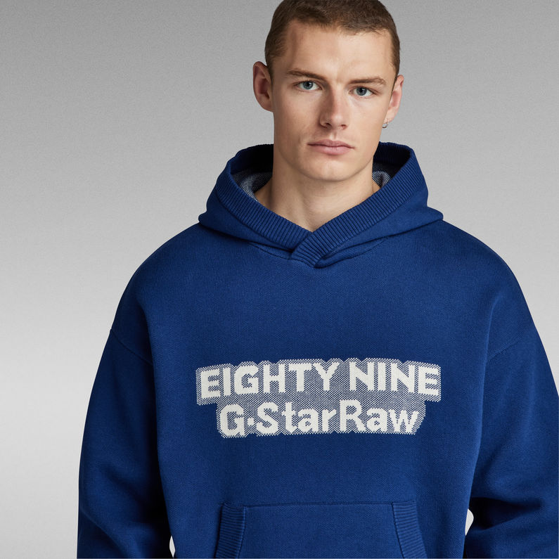 G-STAR® Graphic Loose Gebreide Hoodie Midden blauw