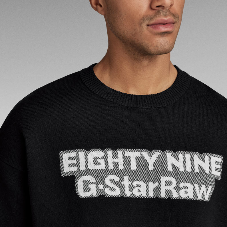G-STAR® Graphic Loose Knitted Pullover Schwarz