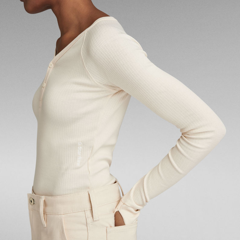 G-STAR® Haut Slim Rib Henley Beige