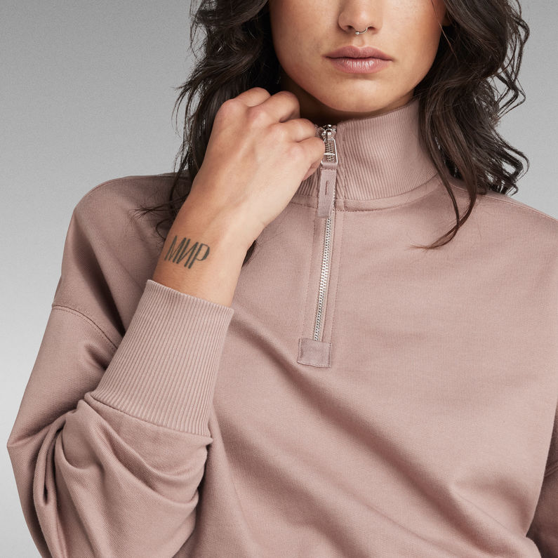 G-STAR® Sweat Cropped Half Zip Loose Brun