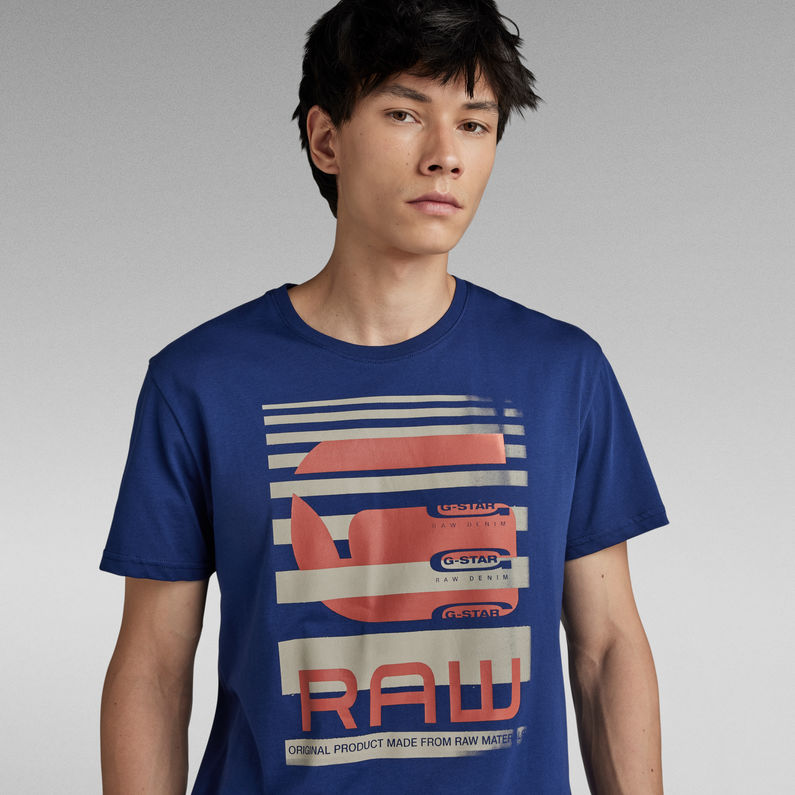 G-Star RAW® Faded burger logo T-Shirt Midden blauw