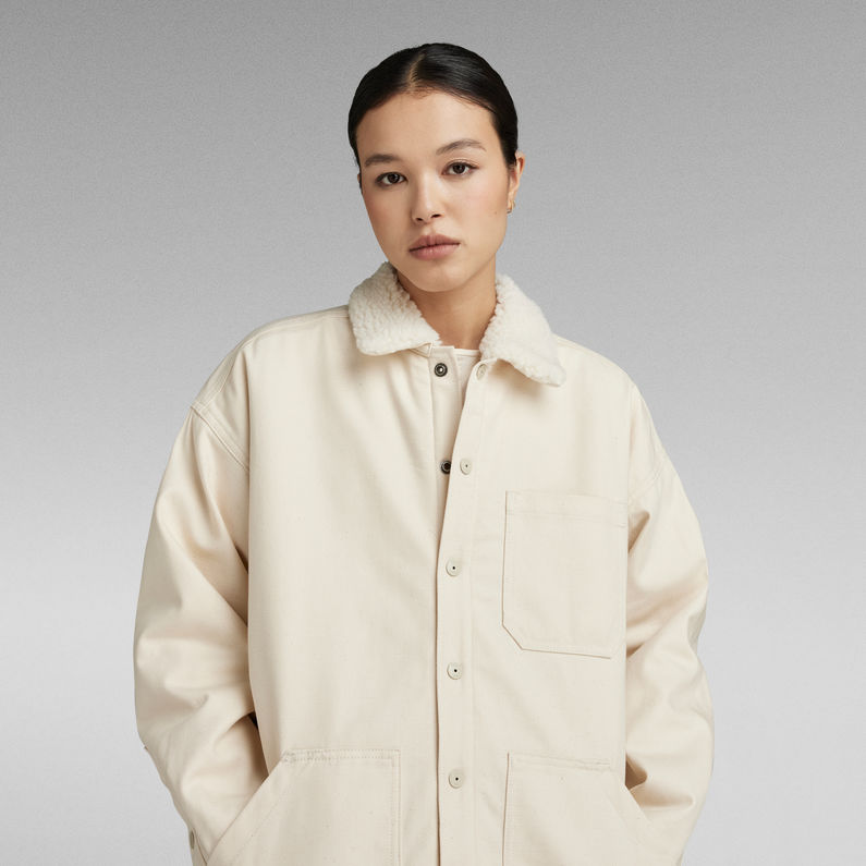 G-STAR® Boxy Sherpa Gevoerd Overshirt Beige