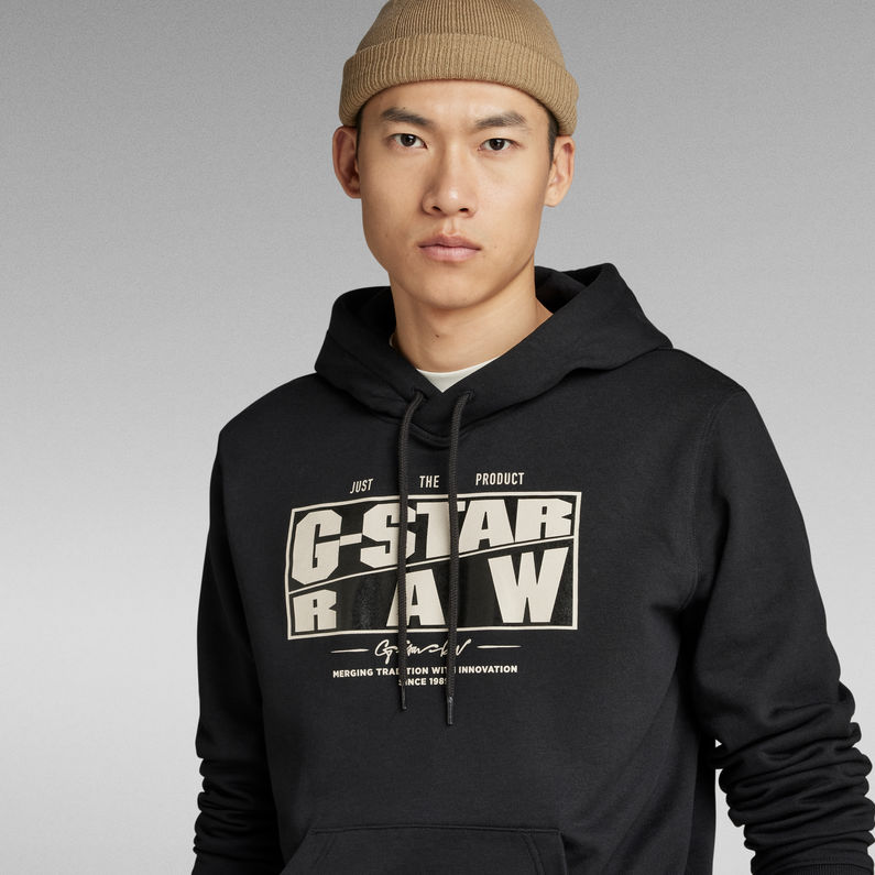 G-STAR® Oblique Logo Hooded Sweater Black