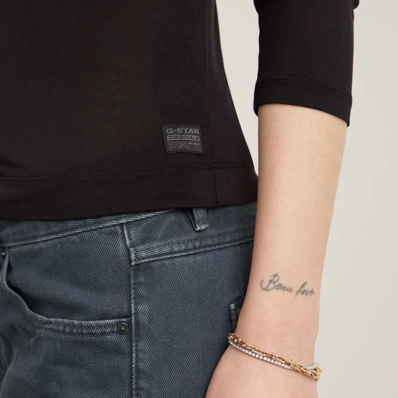 G-STAR® Low Back Slim 3\4 Sleeve Top Zwart
