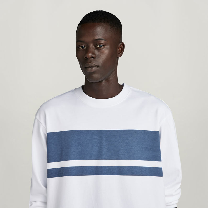 G-STAR® T-Shirt Placed Stripe Boxy Blanc