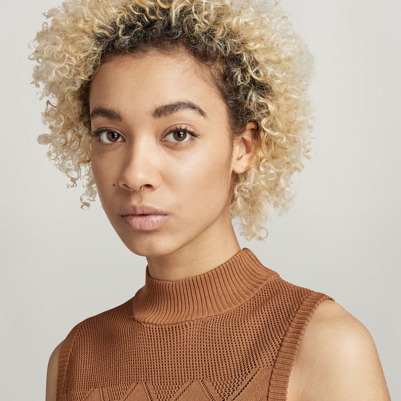 G-STAR® Pointelle Mock Knitted Pullover Braun