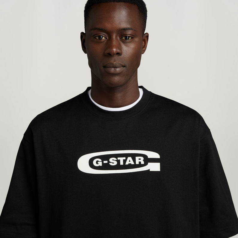 G-STAR® Camiseta Old School Logo Boxy Negro