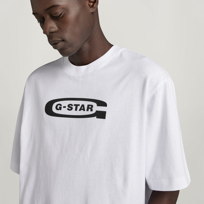 G-STAR® T-Shirt Old School Logo Boxy Blanc