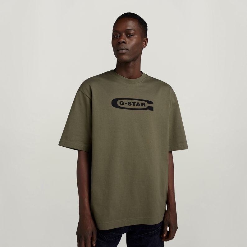 G-STAR® T-Shirt Old School Logo Boxy Brun
