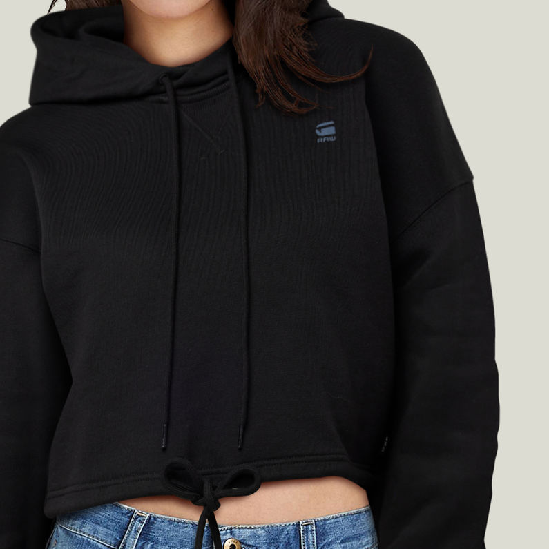 G-STAR® Oversized Cropped Hoodie Black