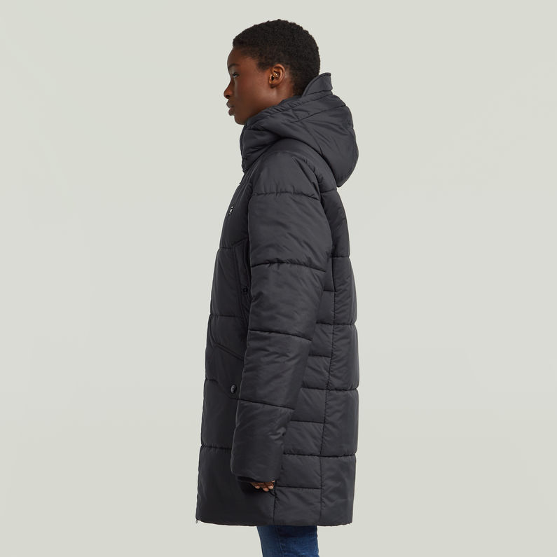 G-STAR® Whistler Hooded Quilted Slim Long Coat Black