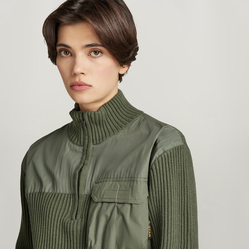 G-STAR® Unisex Army Half Zip Strickpullover Grün