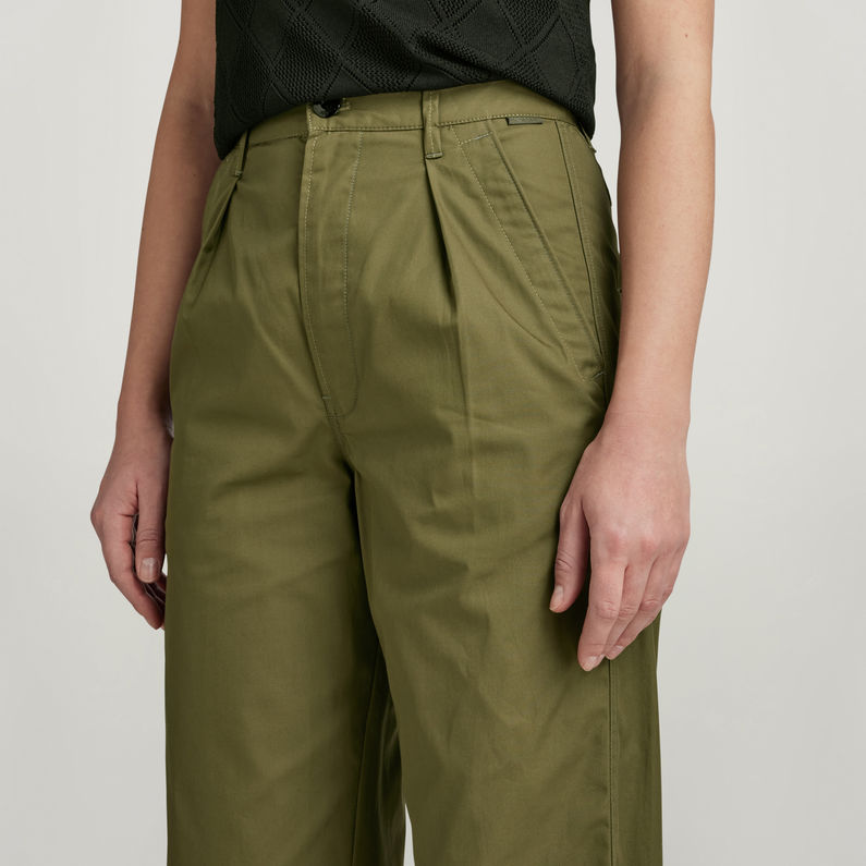 G-STAR® Pleated High Waist Chino Groen