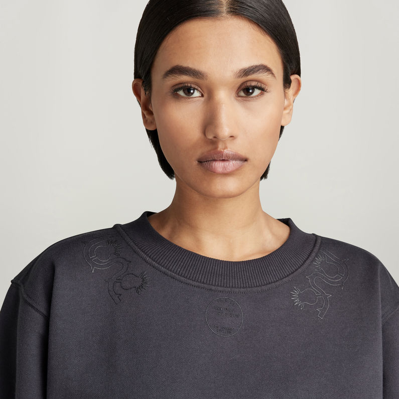 G-STAR® Multi Graphic Cropped Loose Sweater Black