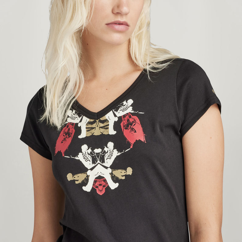 G-STAR® Look Book Graphic Slim V-Neck Top Black
