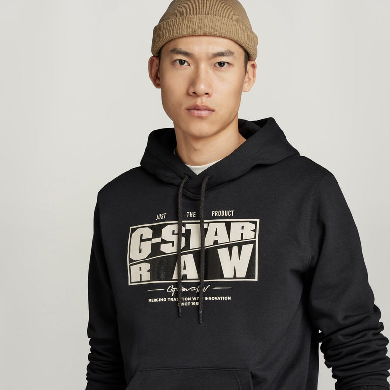 G-STAR® Oblique Logo Hooded Sweater Black