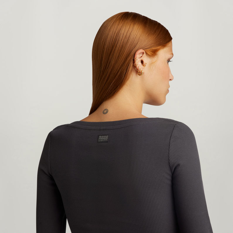 G-STAR® Slim Rib Scoop Top Grey